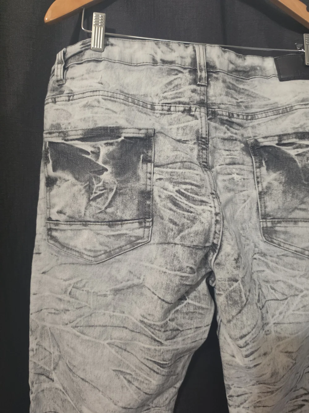 Essentials Men’s Washed Gray Moto Jeans